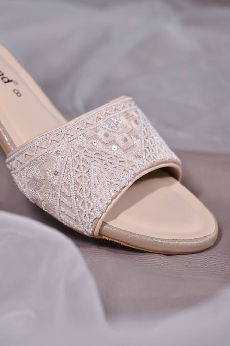 Around Always Ivory Cut Work, Pearls Kloe And Cutdana Embroidered Heels Online at Aza Fashions Around Always_Ivory Cut Work, Pearls Kloe And Cutdana Embroidered Heels _Online_at_Aza_Fashions