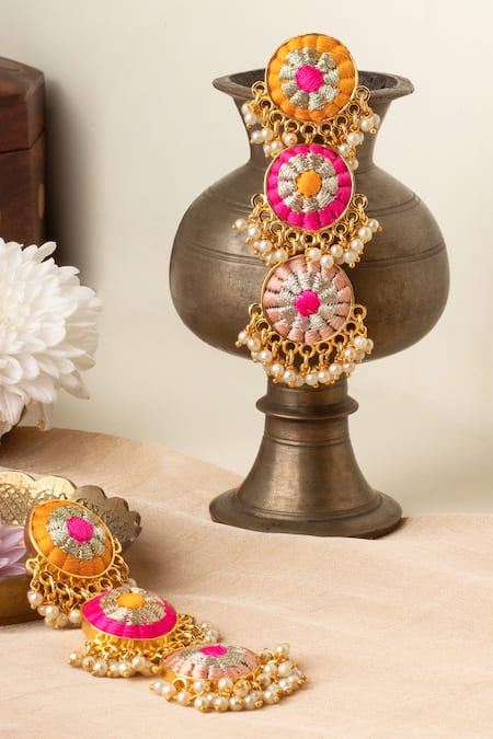 BAUBLE BAZAAR Heliconia Embroidered Tiered Earrings 