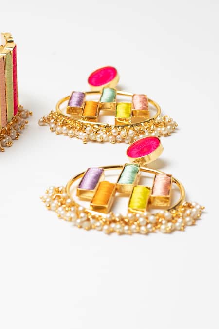 Buy Bauble Bazaar Multi Color Pearls, Fabric Flowers Indian Candy Floss Choker Set Online at Aza Fashions Buy_Bauble Bazaar_Multi Color Pearls, Fabric Flowers Indian Candy Floss Choker Set _Online_at_Aza_Fashions