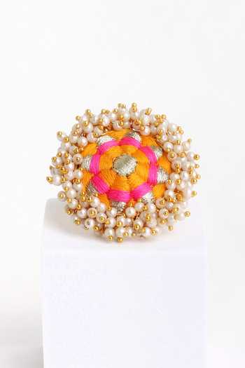 Bauble Bazaar_Multi Color Pearls Sun Flower Ring _Online_at_Aza_Fashions