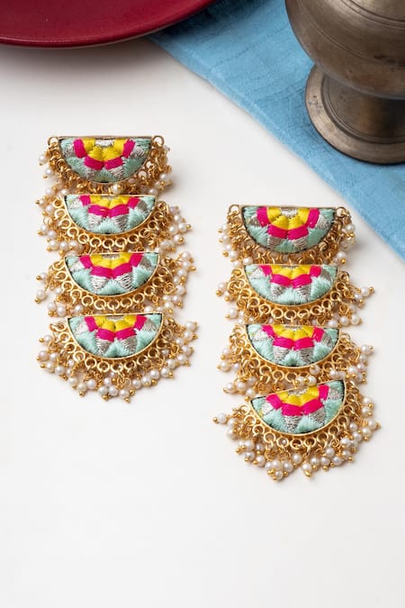 BAUBLE BAZAAR Four Tier Semicircular Motif Earrings 