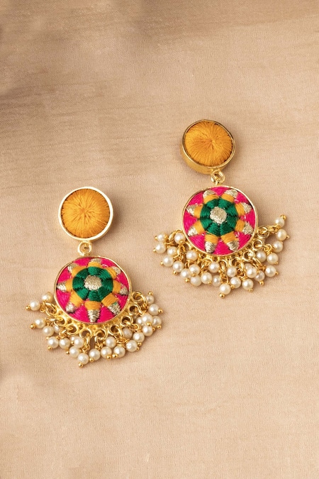 BAUBLE BAZAAR Two Tier Circular Drop Earrings 