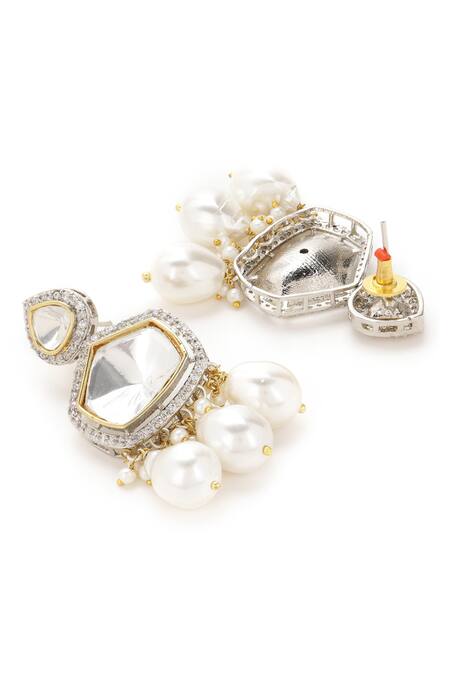 Buy Ruby Raang Silver Plated Pearls, Stones, Gota Patti Drop Earrings Online at Aza Fashions Buy_Ruby Raang_Silver Plated Pearls, Stones, Gota Patti Drop Earrings _Online_at_Aza_Fashions