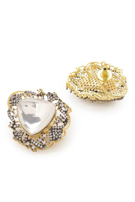 Buy_Ruby Raang_Gold Plated Stones, Gota Patti Kundan Embellished Studs _Online_at_Aza_Fashions