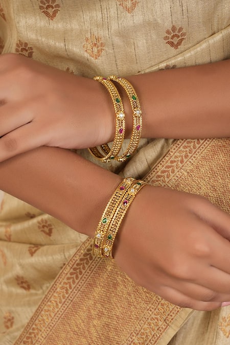 Smars Jewelry Studded Jaali Bangles-Set of 4 