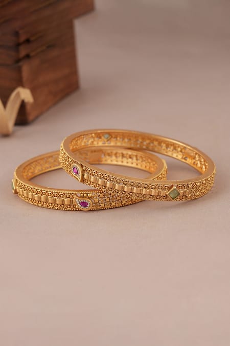 Smars Jewelry Carved Geometric Bangles-Set of 2 