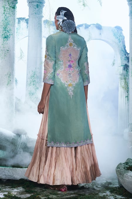 Label Ankush Jain Jharoka Zari Embroidered Kurta With Gown 