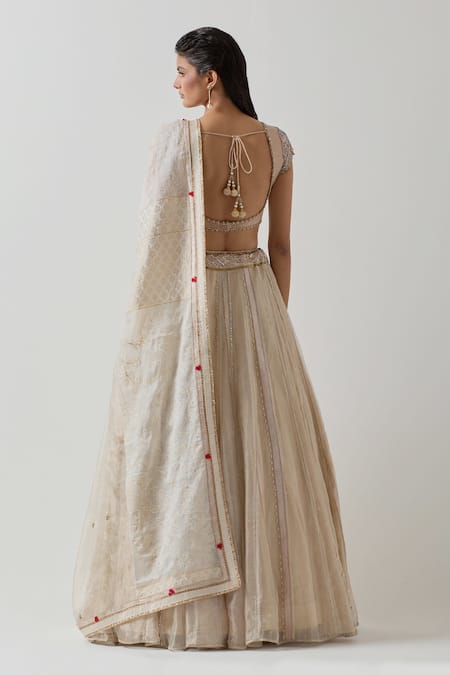 Aum By Asit And Ashima Zardozi Embroidered Panelled Lehenga Set 