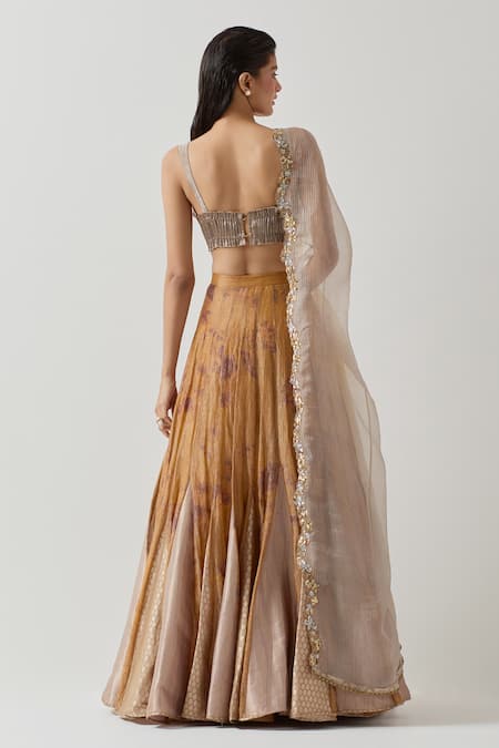 Aum By Asit And Ashima Patchwork Hem Textured Lehenga Set 