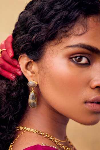 Shop_Kharakapas_Pink Chanderi Gota Patti V-neck Roohafza Embroidered Yoke Dress _Online_at_Aza_Fashions