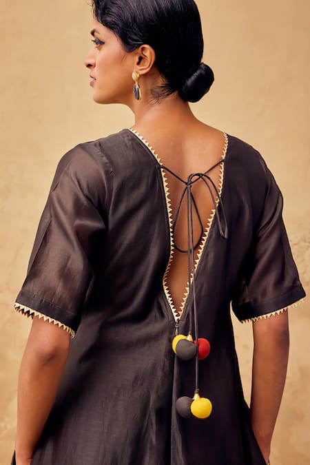 Shop_Kharakapas_Grey Chanderi Gota Patti Round Neck Embellished Box Fit Jumpsuit _Online_at_Aza_Fashions