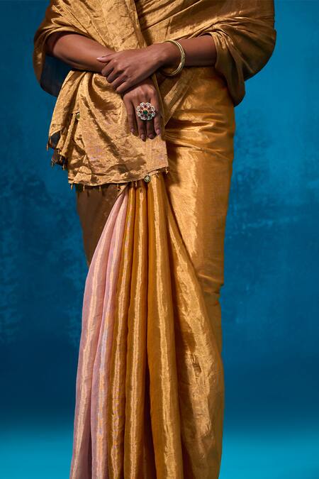 Dressfolk Multi Color Handloom Cotton Khwabgah Handwoven Saree With Running Blouse at Aza Fashions Dressfolk_Multi Color Handloom Cotton Khwabgah Handwoven Saree With Running Blouse_at_Aza_Fashions