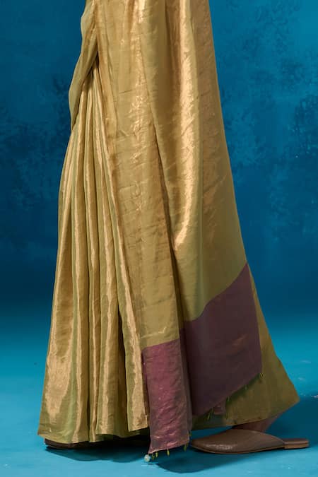 Shop Dressfolk Green Chanderi, Handloom Cotton Lime Handwoven Saree With Running Blouse Online at Aza Fashions Shop_Dressfolk_Green Chanderi, Handloom Cotton Lime Handwoven Saree With Running Blouse_Online_at_Aza_Fashions