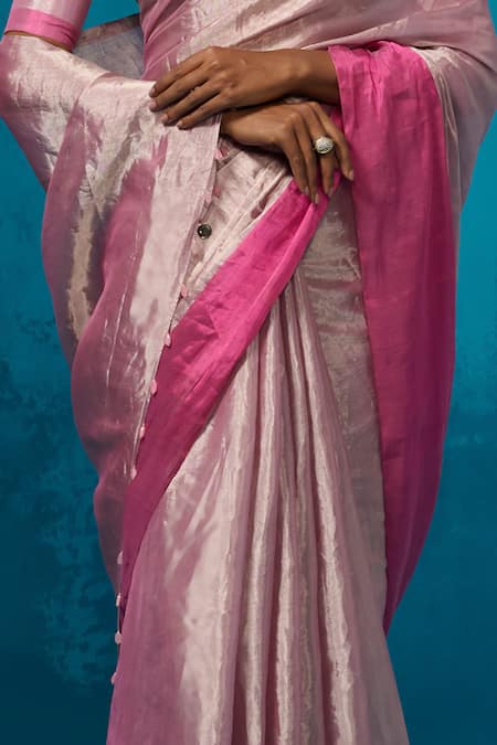 Shop Dressfolk Pink Handloom Cotton Handwoven Tissue Saree With Running Blouse Online at Aza Fashions Shop_Dressfolk_Pink Handloom Cotton Handwoven Tissue Saree With Running Blouse_Online_at_Aza_Fashions