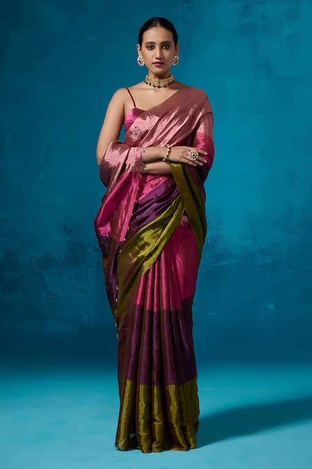 Buy Dressfolk Multi Color Handloom Cotton Handwoven Saree With Running Blouse Online at Aza Fashions Buy_Dressfolk_Multi Color Handloom Cotton Handwoven Saree With Running Blouse _Online_at_Aza_Fashions