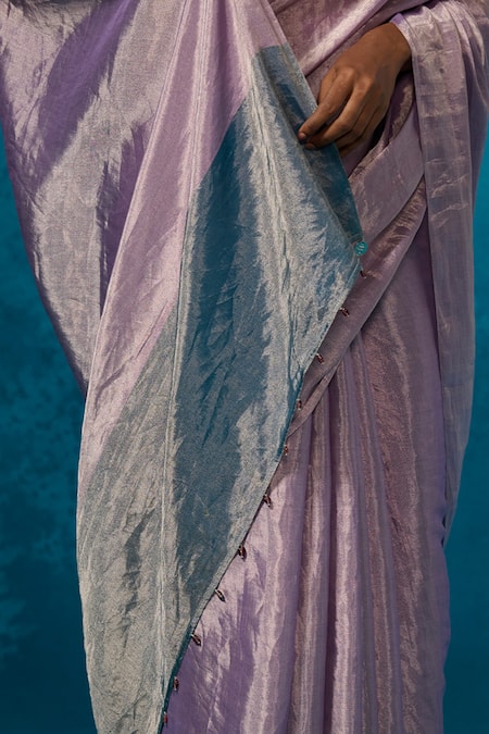 Dressfolk_Lilac Handloom Cotton Zari Handwoven Saree With Running Blouse_at_Aza_Fashions