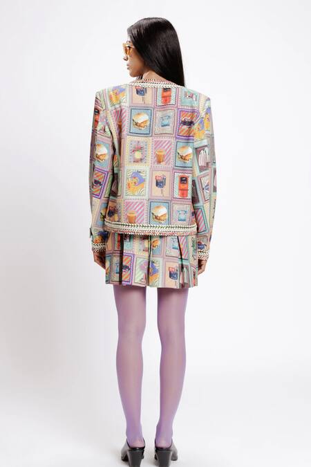 Shop Doh Tak Keh Multi Color Tencel Twill 156 Gsm Print Mumbai City Kaali Peeli Tweed Jacket at Aza Fashions Shop_Doh Tak Keh_Multi Color Tencel Twill 156 Gsm Print Mumbai City Kaali Peeli Tweed Jacket_at_Aza_Fashions