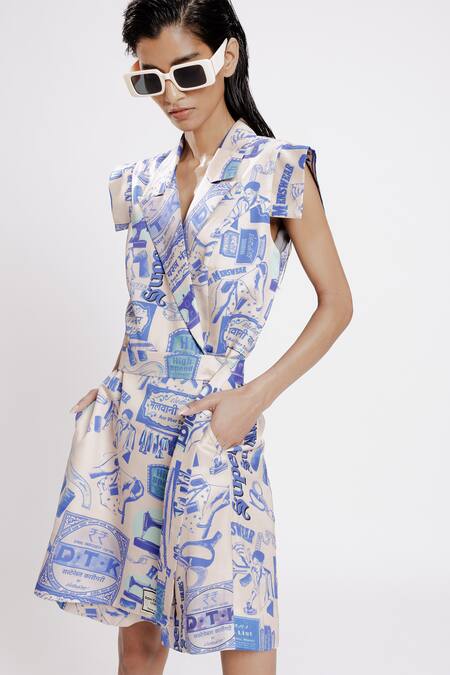 Buy Doh Tak Keh White Collared Karkhana Print Structured Jumpsuit Online at Aza Fashions Buy_Doh Tak Keh_White Collared Karkhana Print Structured Jumpsuit_Online_at_Aza_Fashions