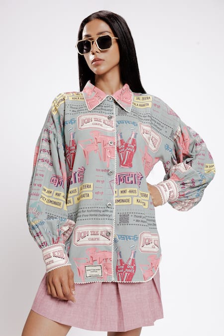 DOH TAK KEH Bantai Pearl Embroidered Oversized Shirt 