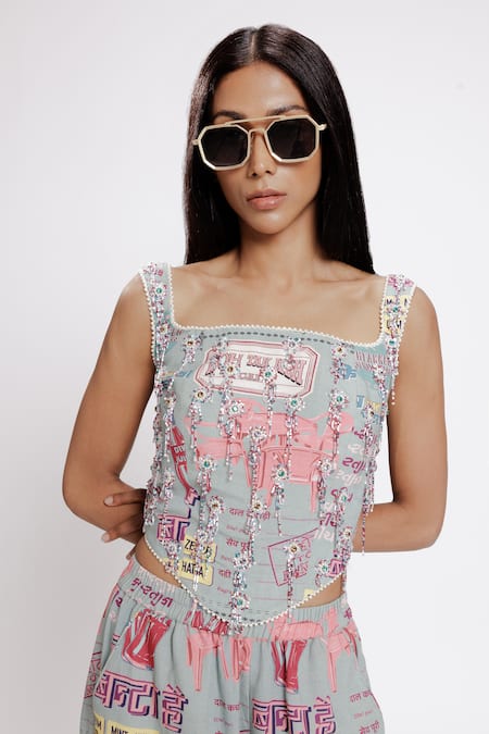 Buy Doh Tak Keh Grey Rayon Flex 130 Gsm Print Bantai Pearl Embroidered Trouser Online at Aza Fashions Buy_Doh Tak Keh_Grey Rayon Flex 130 Gsm Print Bantai Pearl Embroidered Trouser_Online_at_Aza_Fashions