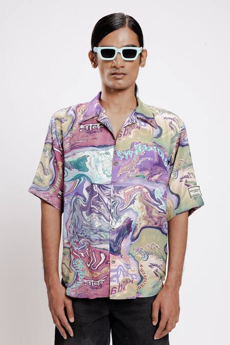 Doh Tak Keh_Multi Color Bemberg Twill Satin Printed Candy Pan Masala Shirt_Online_at_Aza_Fashions