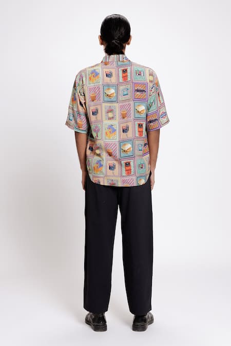 Shop Doh Tak Keh Multi Color Tencel Kaali Peeli Print Shirt at Aza Fashions Shop_Doh Tak Keh_Multi Color Tencel Kaali Peeli Print Shirt_at_Aza_Fashions