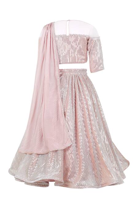 Shop Stella Rossa By Les Petits Pink Silk Sequins Embroidered Lehenga Set at Aza Fashions Shop_Stella Rossa By Les Petits_Pink Silk Sequins Embroidered Lehenga Set_at_Aza_Fashions