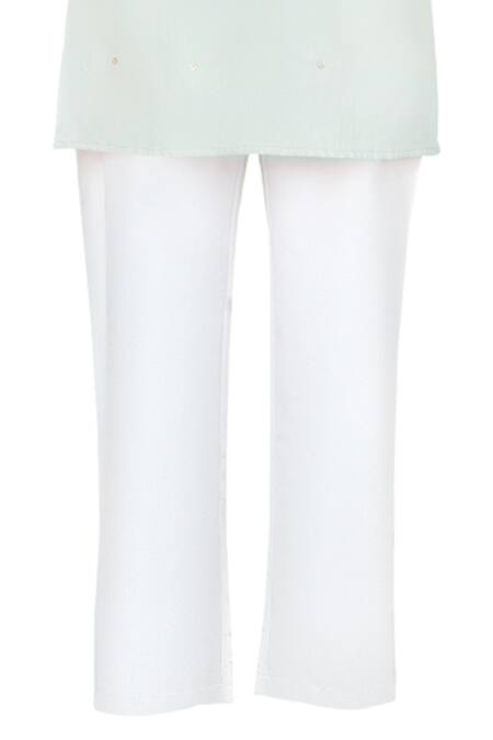 Stella Rossa By Les Petits Green Cotton Satin Sequins, Embroidery Geometric Kurta Set Online at Aza Fashions Stella Rossa By Les Petits_Green Cotton Satin Sequins, Embroidery Geometric Kurta Set_Online_at_Aza_Fashions