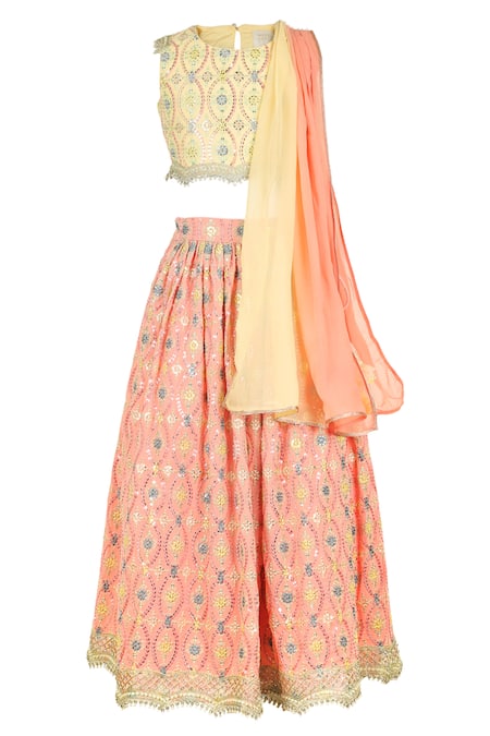 Rang by Lespetits Thread Embroidered Jhoomer Lehenga Set 