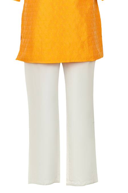 Stella Rossa By Les Petits Yellow Cotton Embroidery, Sequins Floral Bundi And Kurta Set Online at Aza Fashions Stella Rossa By Les Petits_Yellow Cotton Embroidery, Sequins Floral Bundi And Kurta Set_Online_at_Aza_Fashions