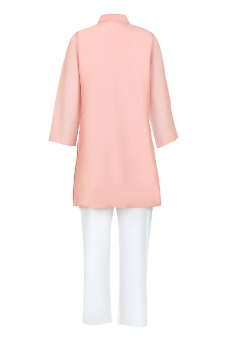 Shop Stella Rossa By Les Petits Pink Silk Satin Sequins Stripe Embroidered Kurta Set at Aza Fashions Shop_Stella Rossa By Les Petits_Pink Silk Satin Sequins Stripe Embroidered Kurta Set_at_Aza_Fashions