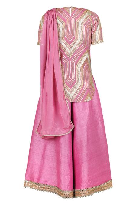 Shop Stella Rossa By Les Petits Purple Chiffon Gota Patti, Embroidery Embellished Kurta Sharara Set at Aza Fashions Shop_Stella Rossa By Les Petits_Purple Chiffon Gota Patti, Embroidery Embellished Kurta Sharara Set_at_Aza_Fashions