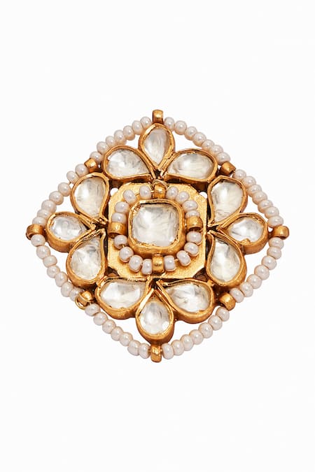 Anita Dongre Gold Plated Zircon And Fresh Water Pearls Azmee Ring 