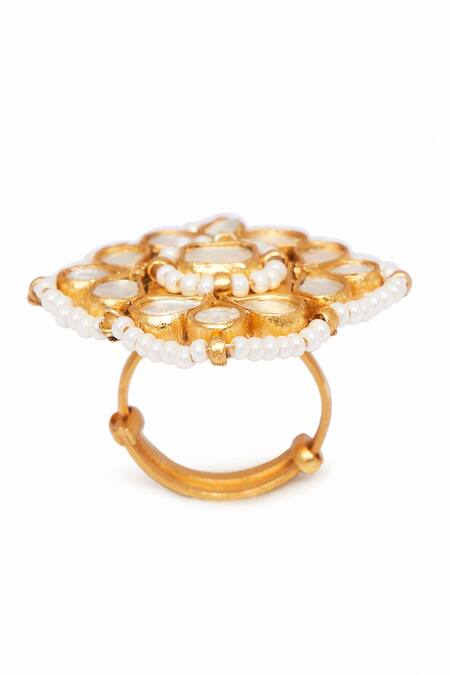 Anita Dongre_Gold Plated Zari Azmee Ring_Online_at_Aza_Fashions