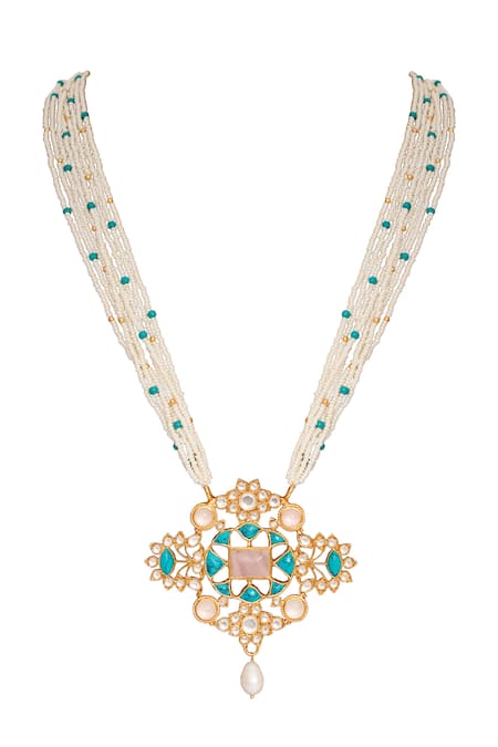 Anita Dongre Varam Pearl Embellished Pendant Necklace 