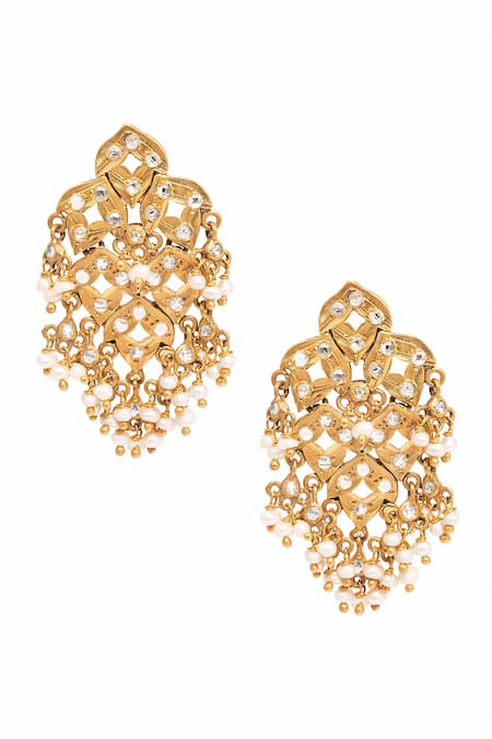 Anita Dongre Gold Plated Zirconia Saumya Stone Embellished Earrings 