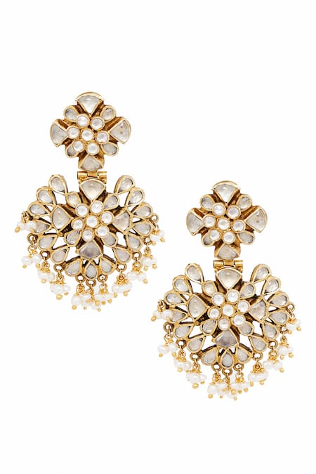 Anita Dongre Gold Plated Crystal And Stone Embellished Earrings 