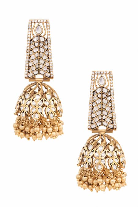 Anita Dongre Thabin Crystal Studded Jhumkis 