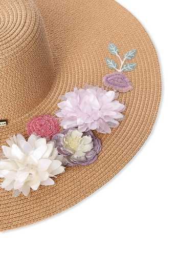 Buy_Payal Singhal Accessories_Beige Embroidery Petunia Floppy Hat_Online_at_Aza_Fashions