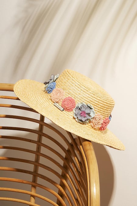 Payal Singhal Carnation Wide Brim Boater Hat 