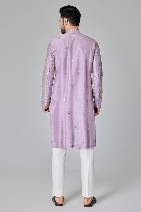 Chatenya Mittal Mirror & Leather Patch Embroidered Kurta For Kids