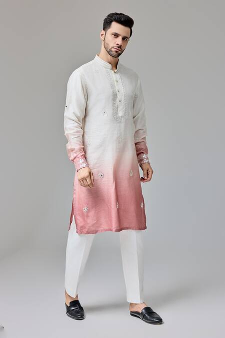 Buy Chatenya Mittal White , Satin Embroidery Ombre Dori And Mirror Kurta For Kids Online at Aza Fashions Buy_Chatenya Mittal_White , Satin Embroidery Ombre Dori And Mirror Kurta For Kids_Online_at_Aza_Fashions