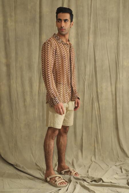 Buy_Label Muslin_Brown Crochet Knitted Shirt _Online_at_Aza_Fashions