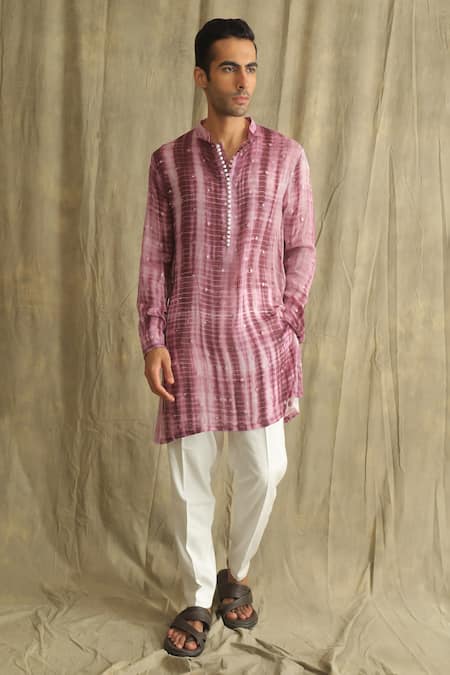 Label Muslin Tie Dye Embellished Kurta 