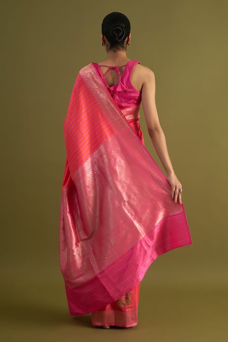 Shop Neitri Pink Silk Embroidery Sakuru Handwoven Saree at Aza Fashions Shop_Neitri_Pink Silk Embroidery Sakuru Handwoven Saree _at_Aza_Fashions