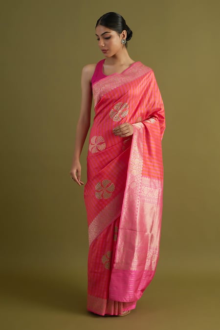 Neitri Pink Silk Embroidery Sakuru Handwoven Saree Online at Aza Fashions Neitri_Pink Silk Embroidery Sakuru Handwoven Saree _Online_at_Aza_Fashions