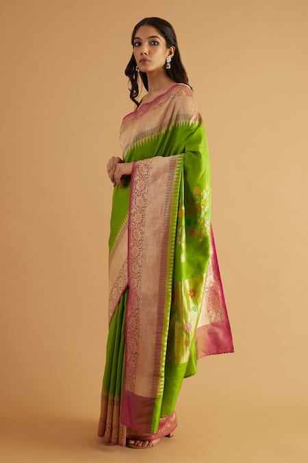 Neitri Green Silk Zari, Embroidery Shivala Saree Online at Aza Fashions Neitri_Green Silk Zari, Embroidery Shivala Saree _Online_at_Aza_Fashions