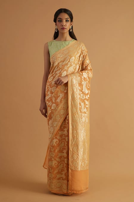 Neitri Aror Handwoven Shikargah Work Saree 