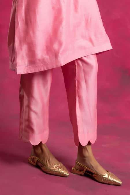 Buy Neitri Pink Silk Embroidery V-neck Roopsaar Neckline Kurta And Pant Set Online at Aza Fashions Buy_Neitri_Pink Silk Embroidery V-neck Roopsaar Neckline Kurta And Pant Set _Online_at_Aza_Fashions