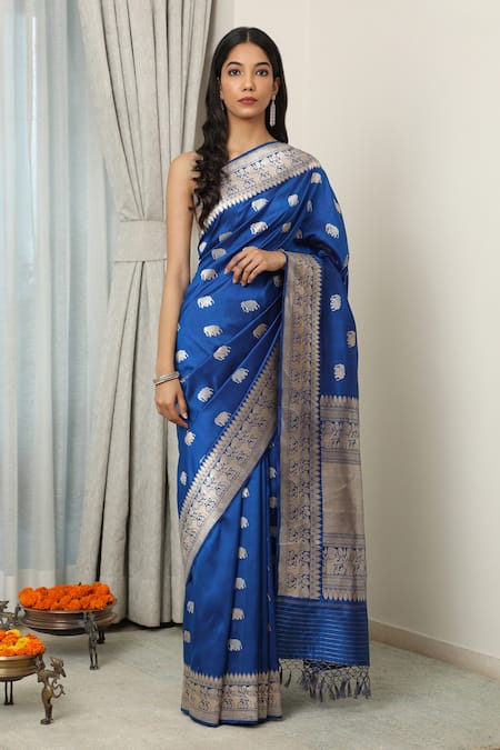 Neitri Harka Zari Elephant Woven Banarasi Saree 